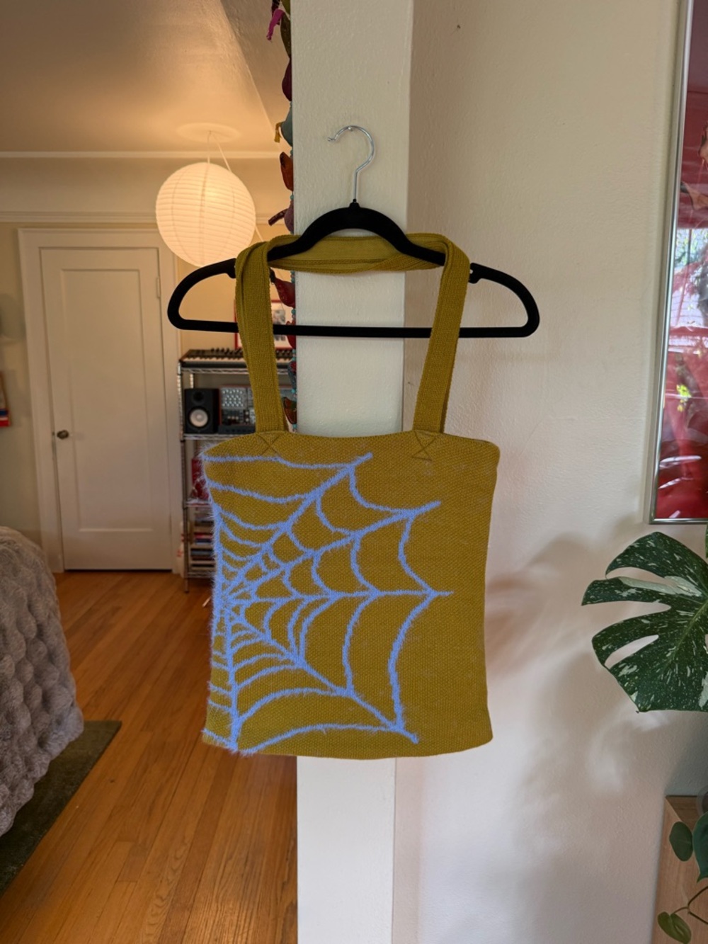 Urban Outfitters Periwinkle + Chartreuse Spiderweb Tote